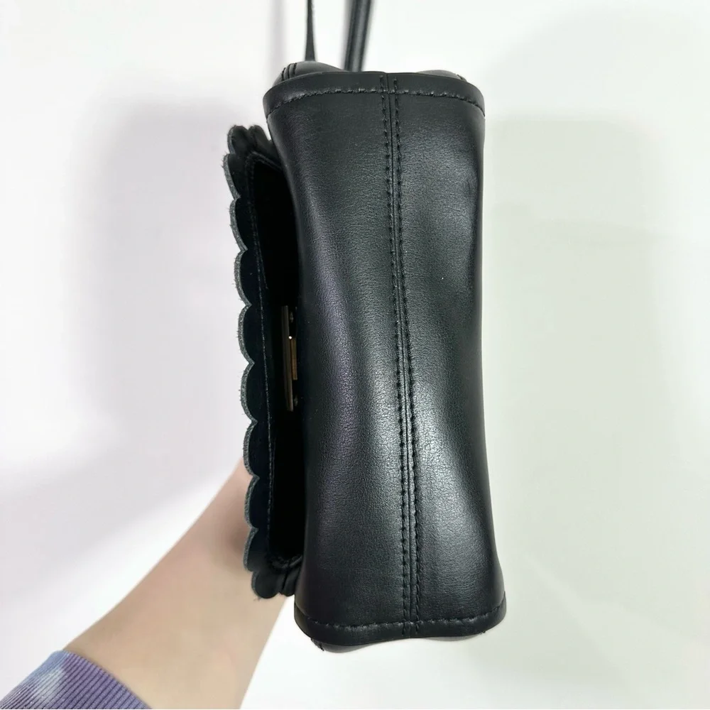 Kate Spade Black Leather Gold Hardware Scalloped Crossbody Bag